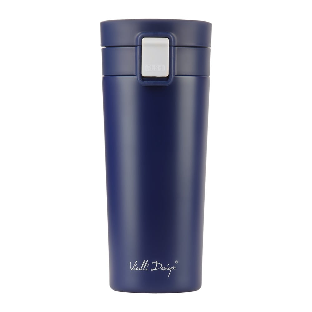 Tmavomodrý cestovný termohrnček Vialli Design Fuori