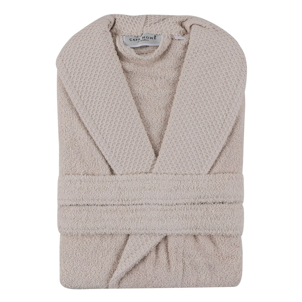Béžový bavlnený župan veľkosť XL Cappa – Foutastic
