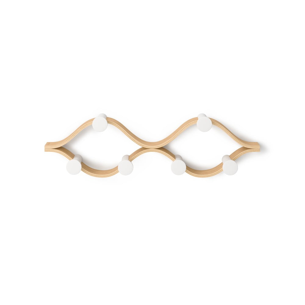 Nástenný vešiak z kaučukového dreva v prírodnej farbe Montage – Umbra