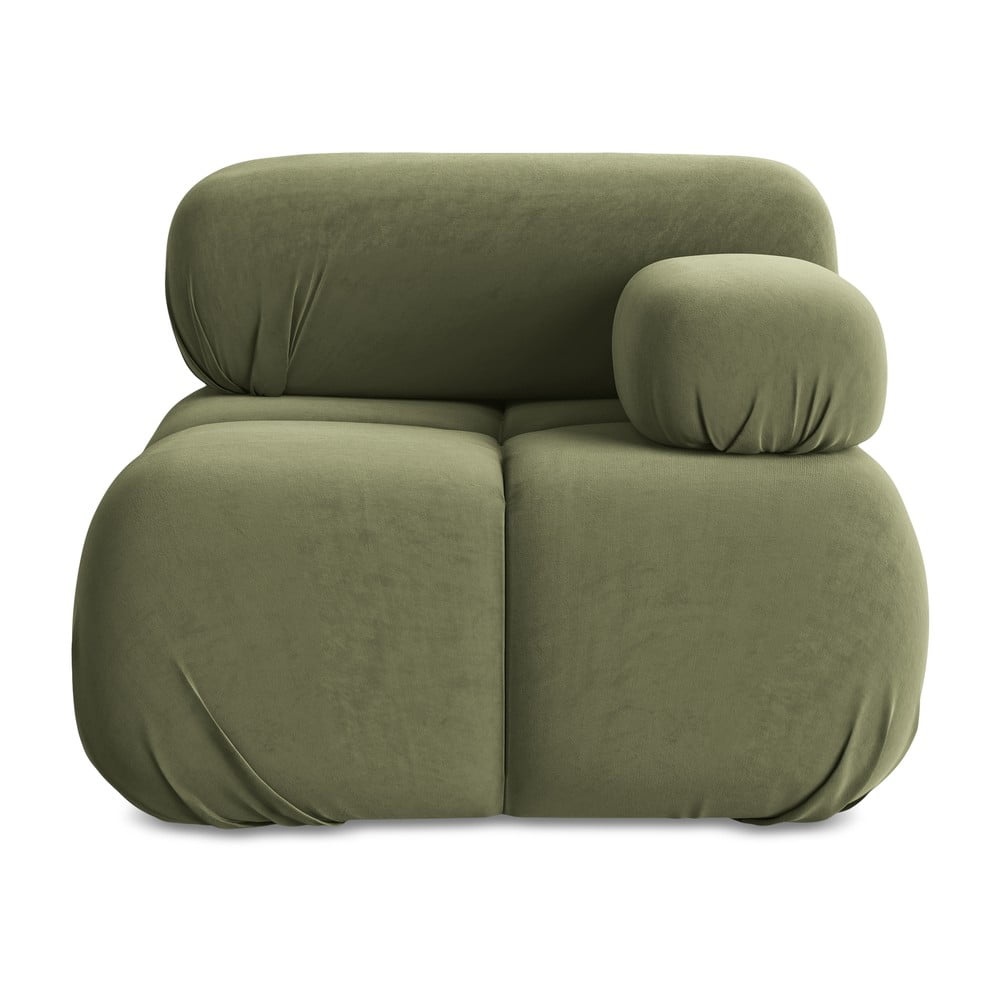 Svetlozelený zamatový modul pohovky (pravý roh) Lokua – Makamii