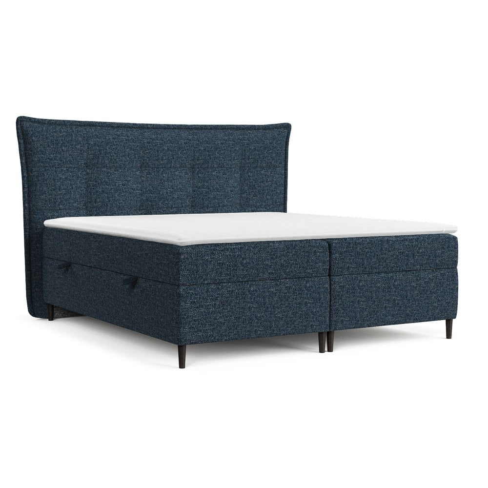 Tmavomodrá boxspring posteľ s úložným priestorom 180x200 cm Sinai – Maison de Rêve