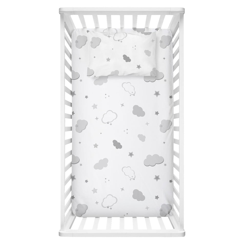 Biela detská plachta do postieľky z bavlny Renforcé 100x150 cm Bulut – Mijolnir