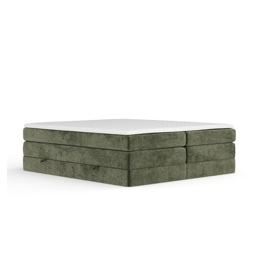Tmavozelená boxspring posteľ s úložným priestorom/bez čela 160x200 cm Juniper – Maison de Rêve