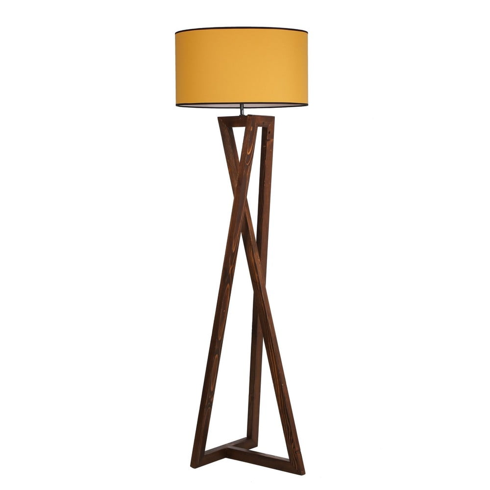 Stojacia lampa v horčicovej a hnedej farbe s textilným tienidlom (výška 149 cm) Maçka – Opviq lights