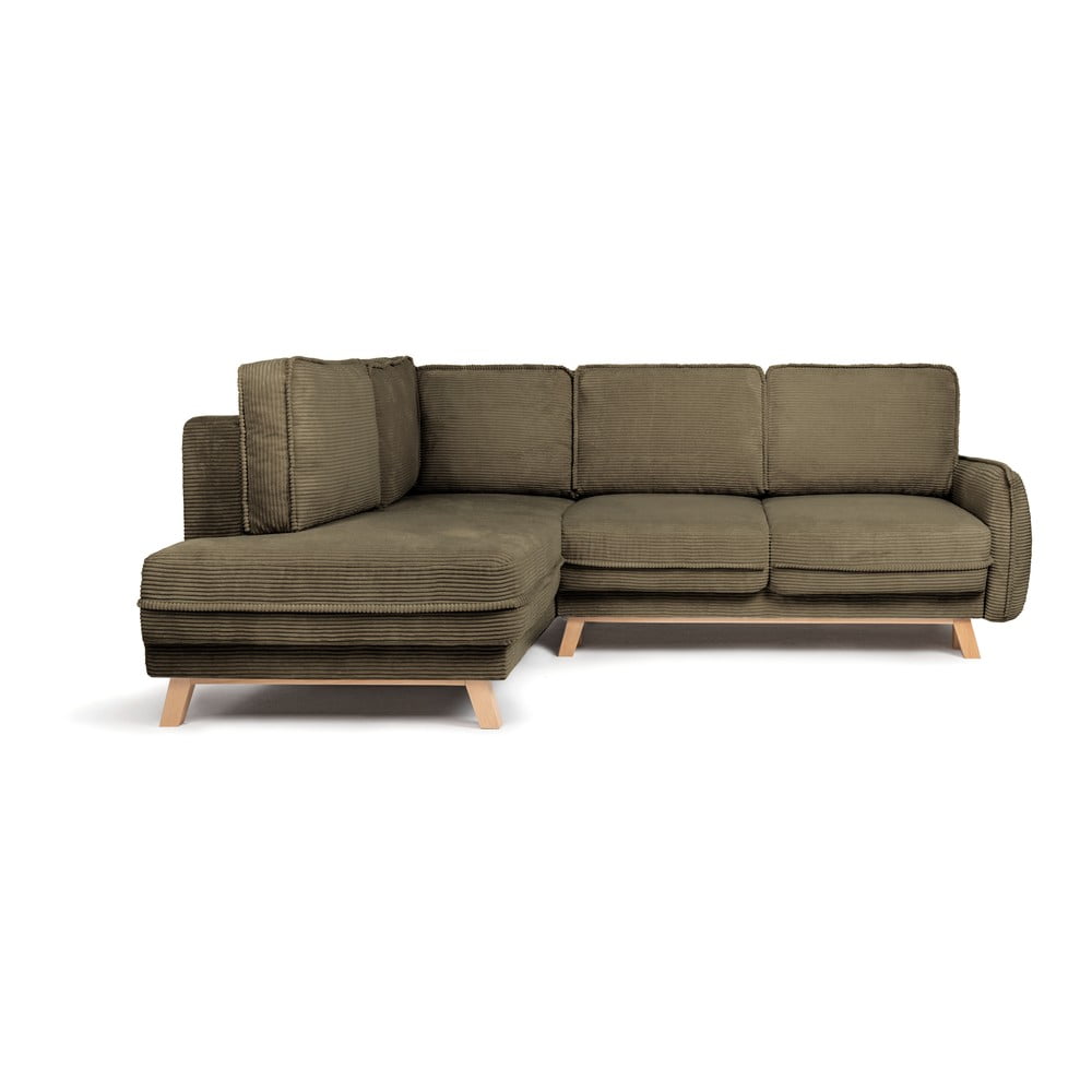 Zelená menčestrová rozkladacia rohová pohovka (ľavý roh) Tori – Bonami Selection