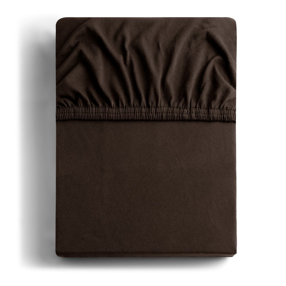 Tmavohnedá napínacia plachta jersey 200x200 cm Amber – Restilo