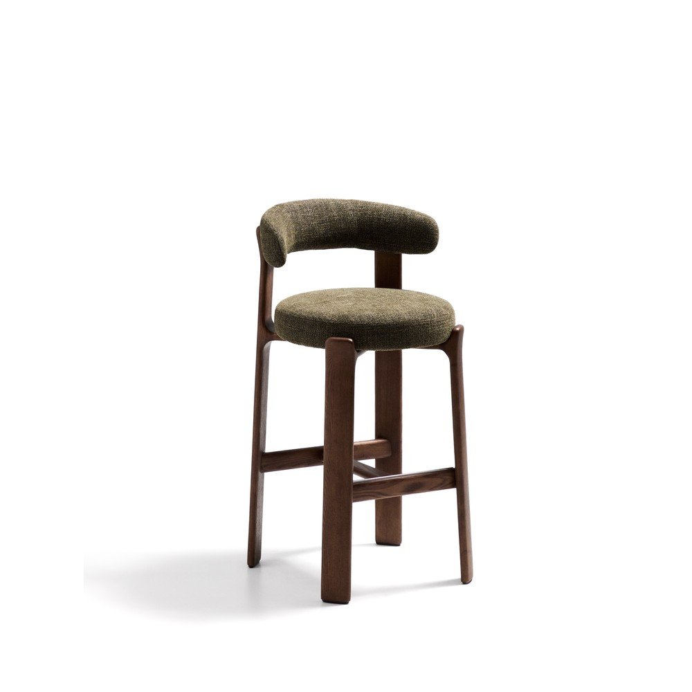 Zelená/v tmavo prírodnej farbe barová stolička z jaseňového dreva (výška sedadla 75 cm) Granite – Kave Home