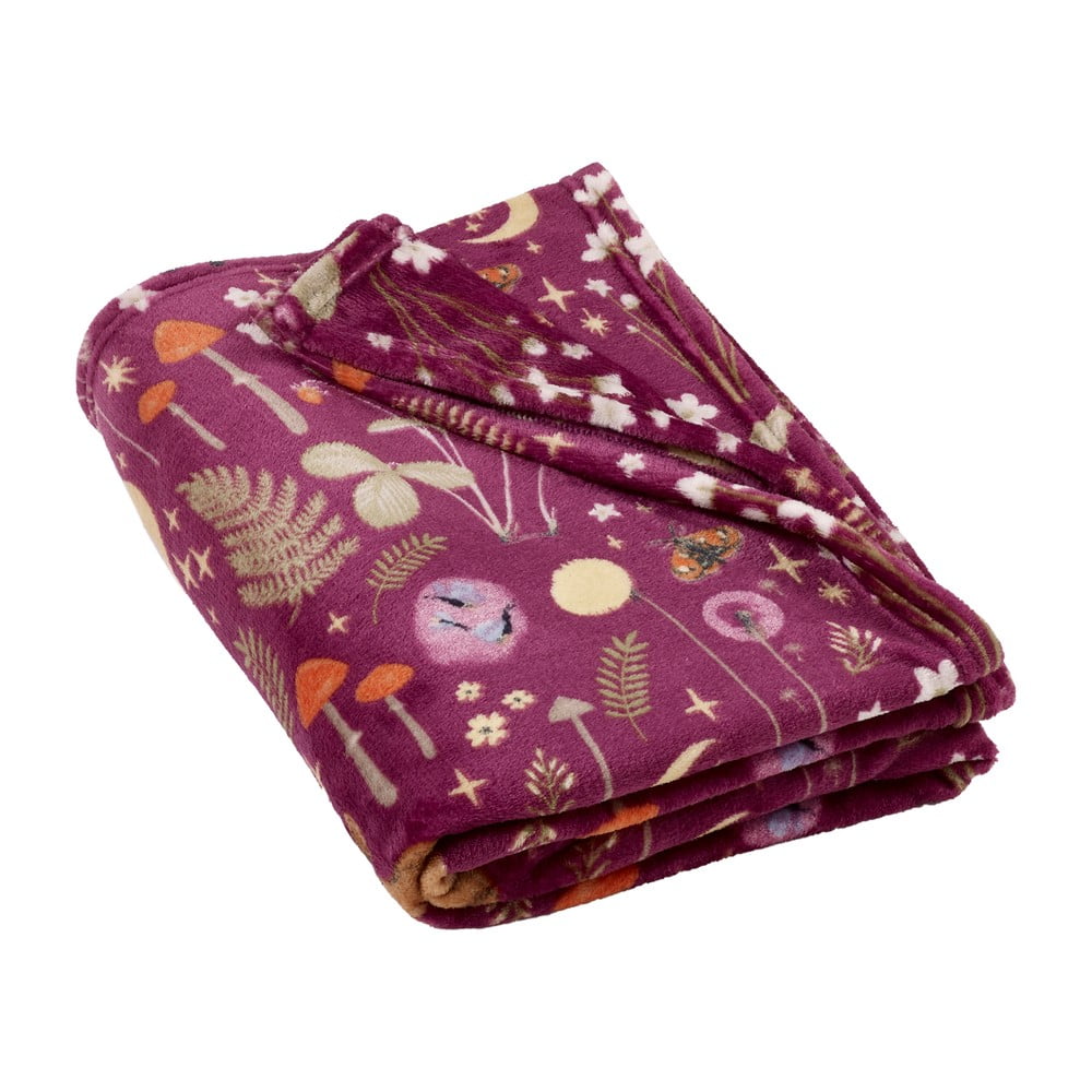 Fialová deka z mikroplyšu 130x170 cm Enchanted Twilight Animals – Catherine Lansfield