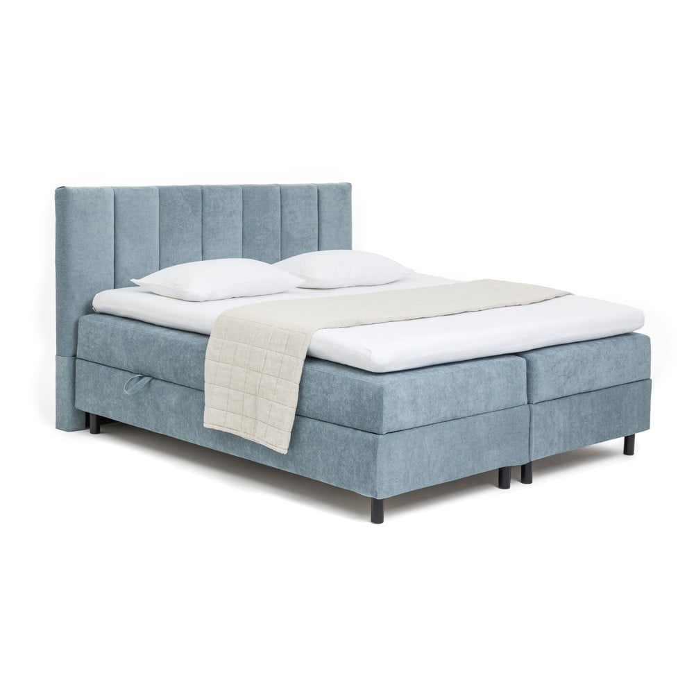 Modrá boxspring posteľ s úložným priestorom 180x200 cm Elva Bold Line – Bonami Selection