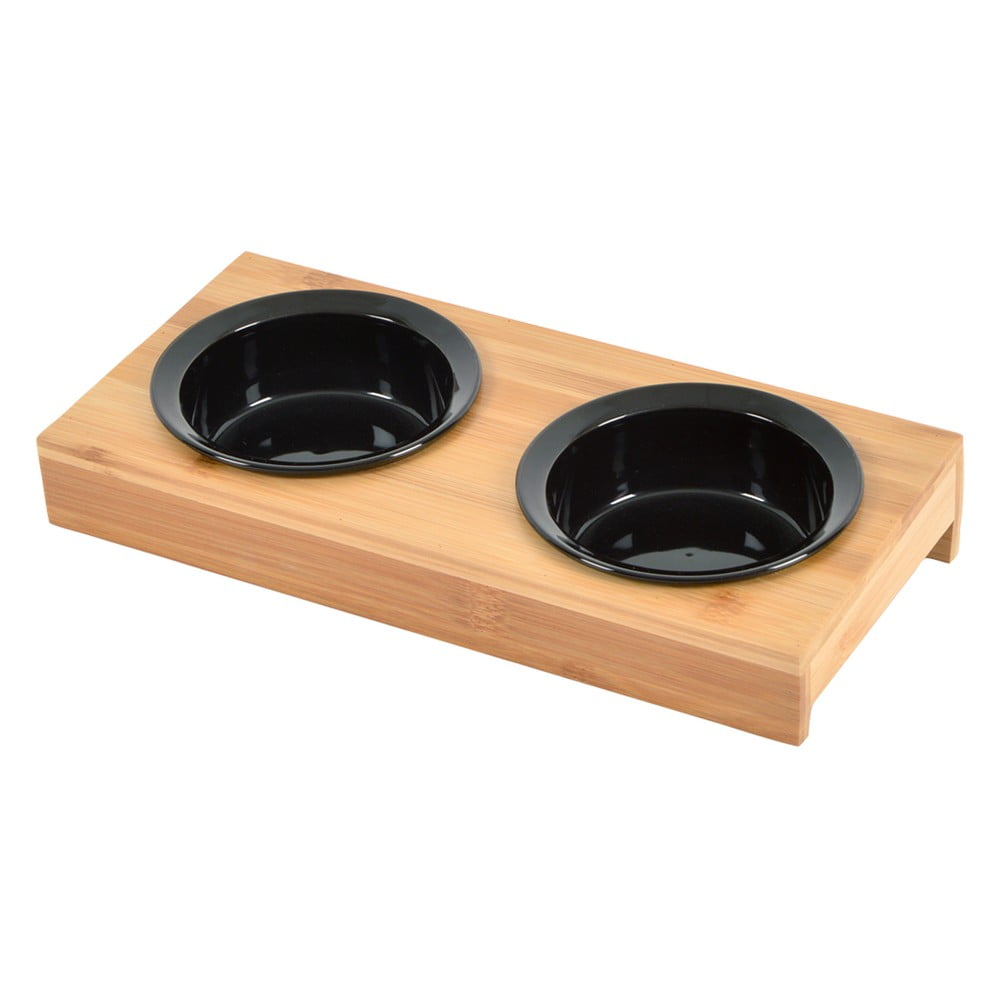 Bambusová súprava misiek s podstavcom pre psa ø 12 cm – Love Story