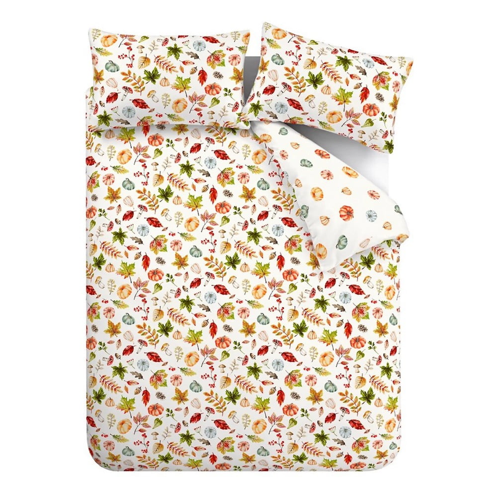 Bielo-oranžové obliečky na jednolôžko 135x200 cm Autumn Pumpkins – Catherine Lansfield