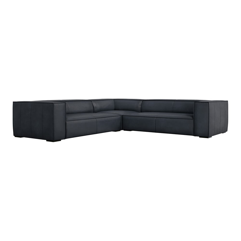 Tmavomodrá kožená rohová pohovka (variabilná) Madame – Windsor & Co Sofas