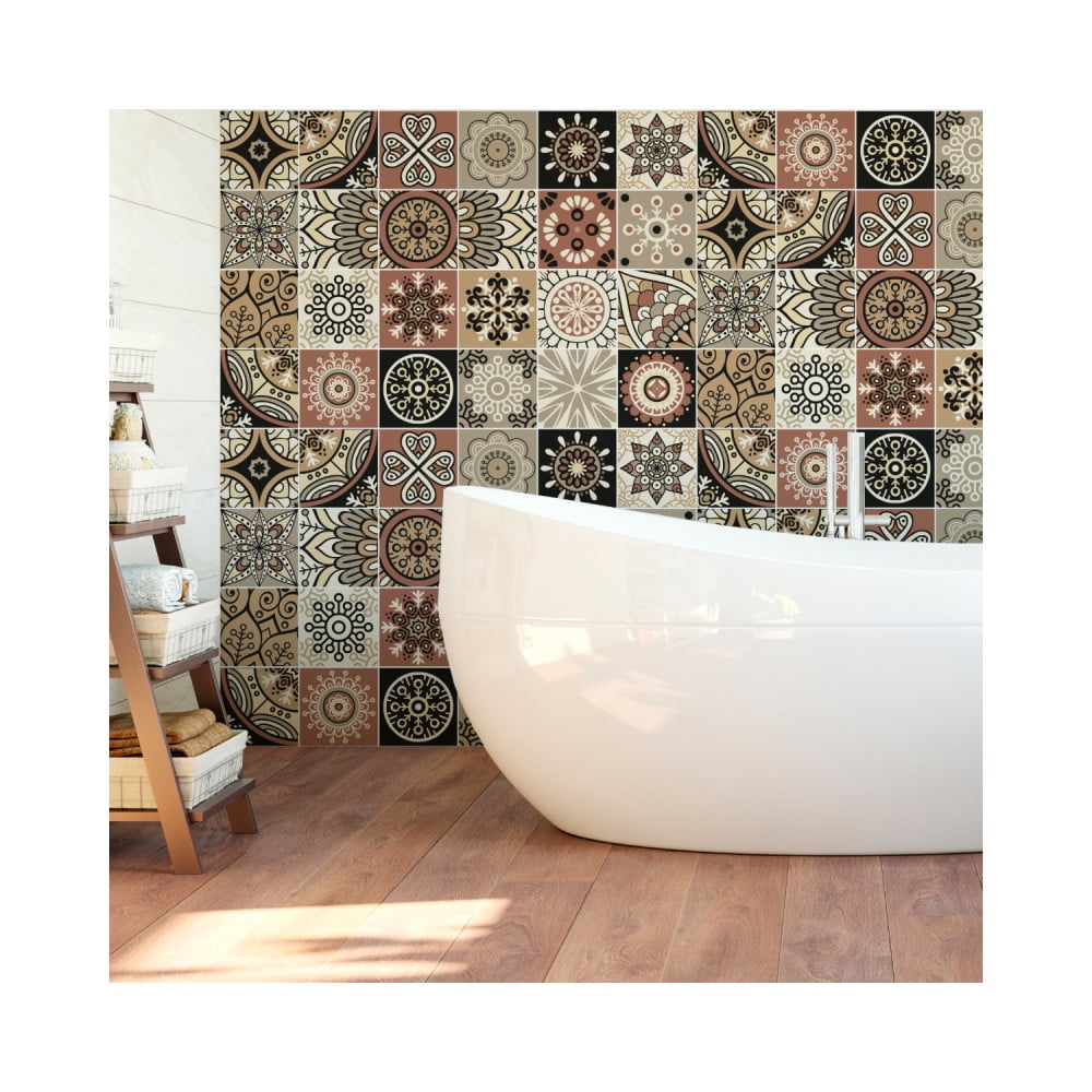 Sada 24 nástenných samolepiek Ambiance Wall Stickers Tiles Piura