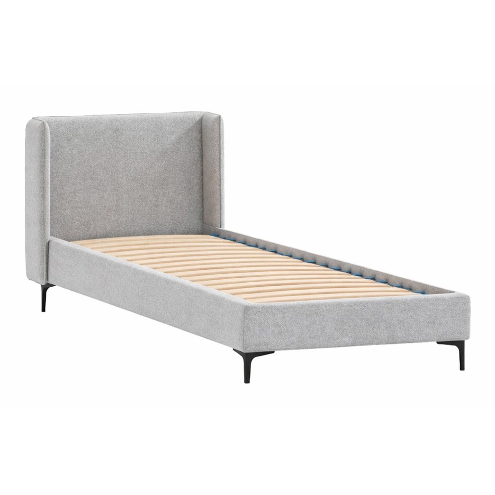 Sivá čalúnená jednolôžková posteľ s roštom 90x200 cm Basti – Ropez