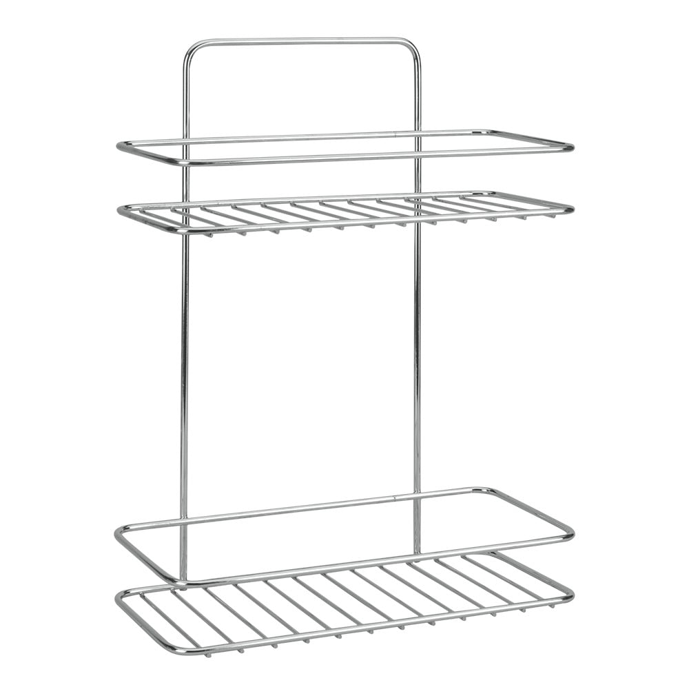 Závesná oceľová kúpeľňová polička bez vŕtania v lesklo striebornej farbe Luxy – Metaltex