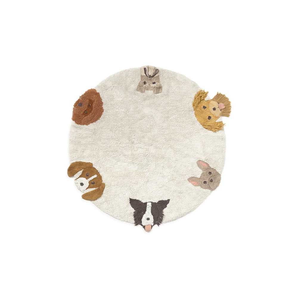 Krémový prateľný/ručne tkaný bavlnený detský hrací koberec ø140 cm Dogs – Lorena Canals