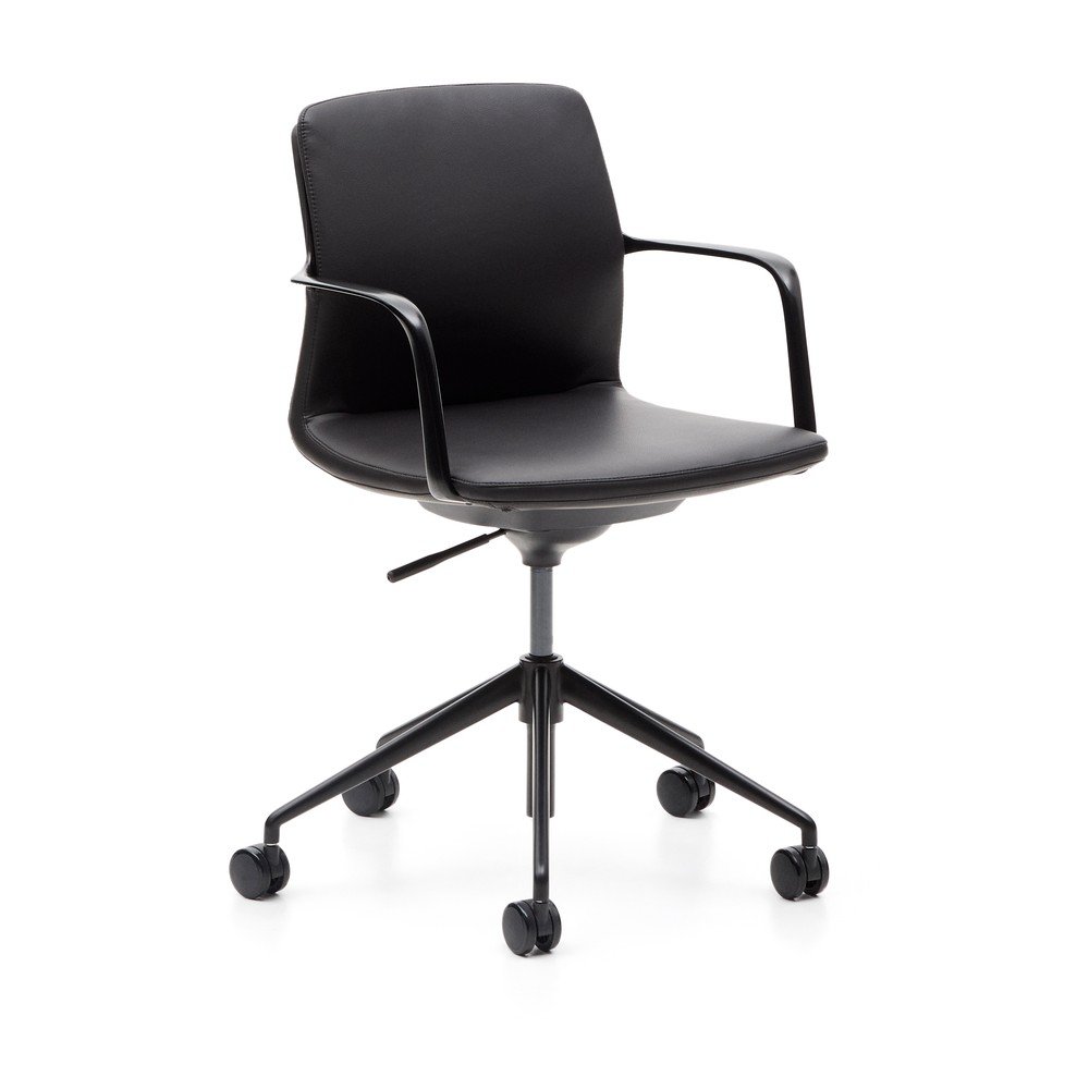 Čierna čalúnená kancelárska stolička Nerlan – Kave Home