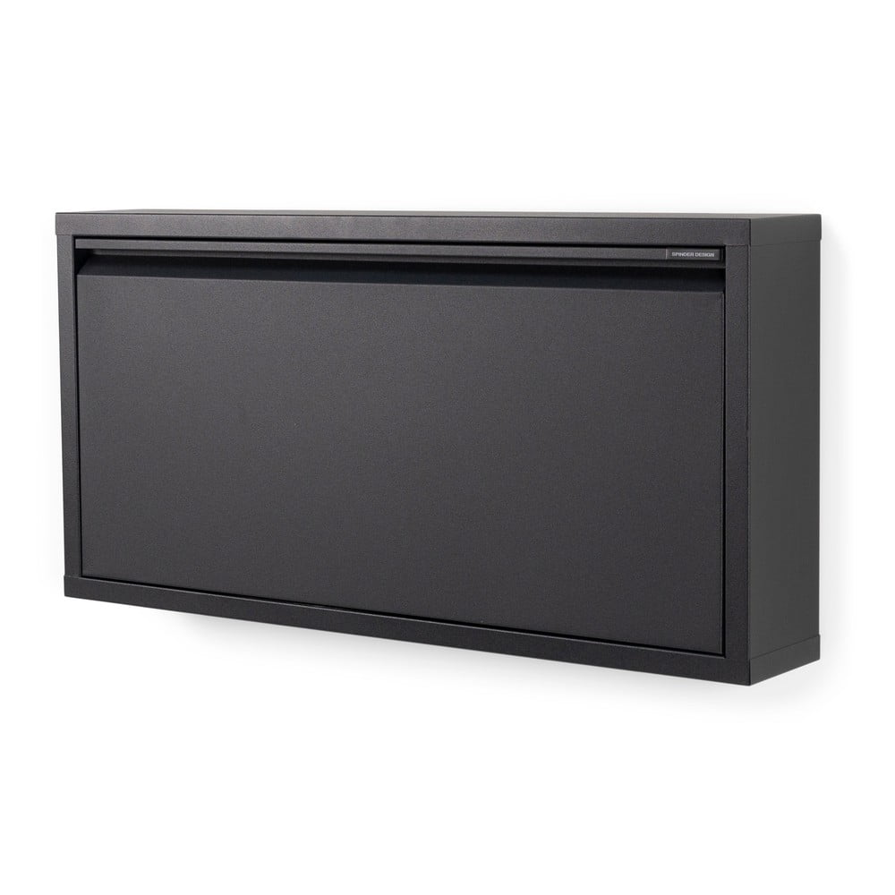 Čierna kovová výklopná skrinka na topánky 75x37