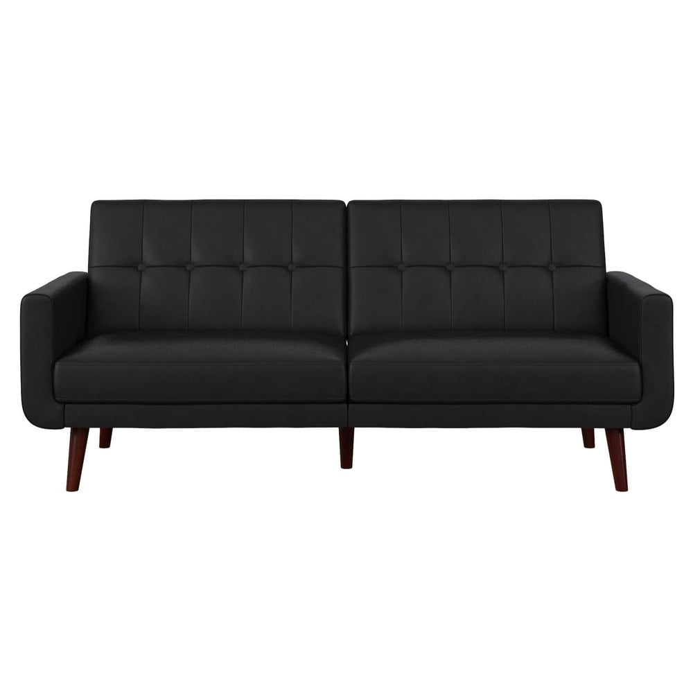 Čierna rozkladacia pohovka z imitácie kože 200 cm Nola – Støraa