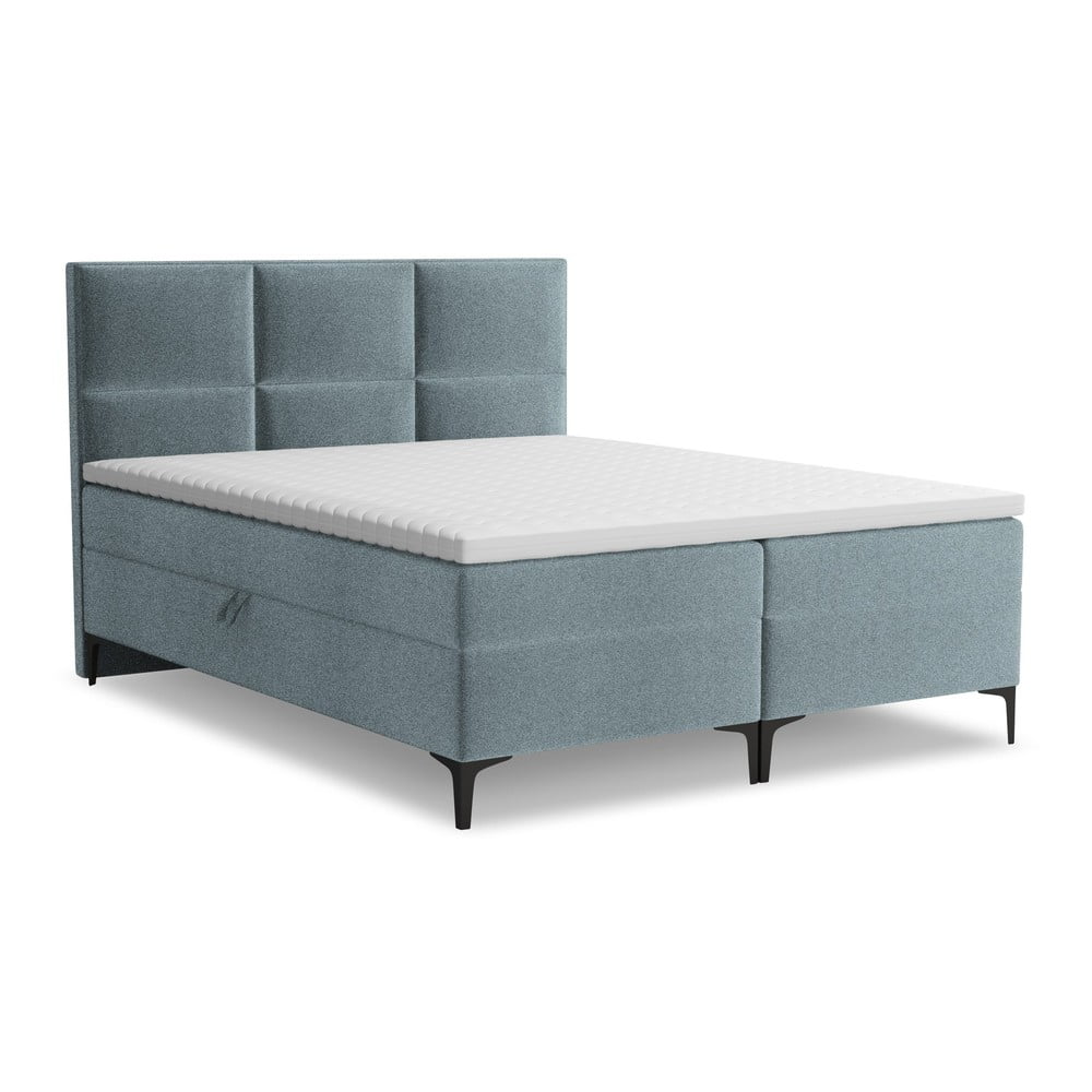 Svetlomodrá boxspring posteľ s úložným priestorom 160x200 cm Pakalana – Makamii