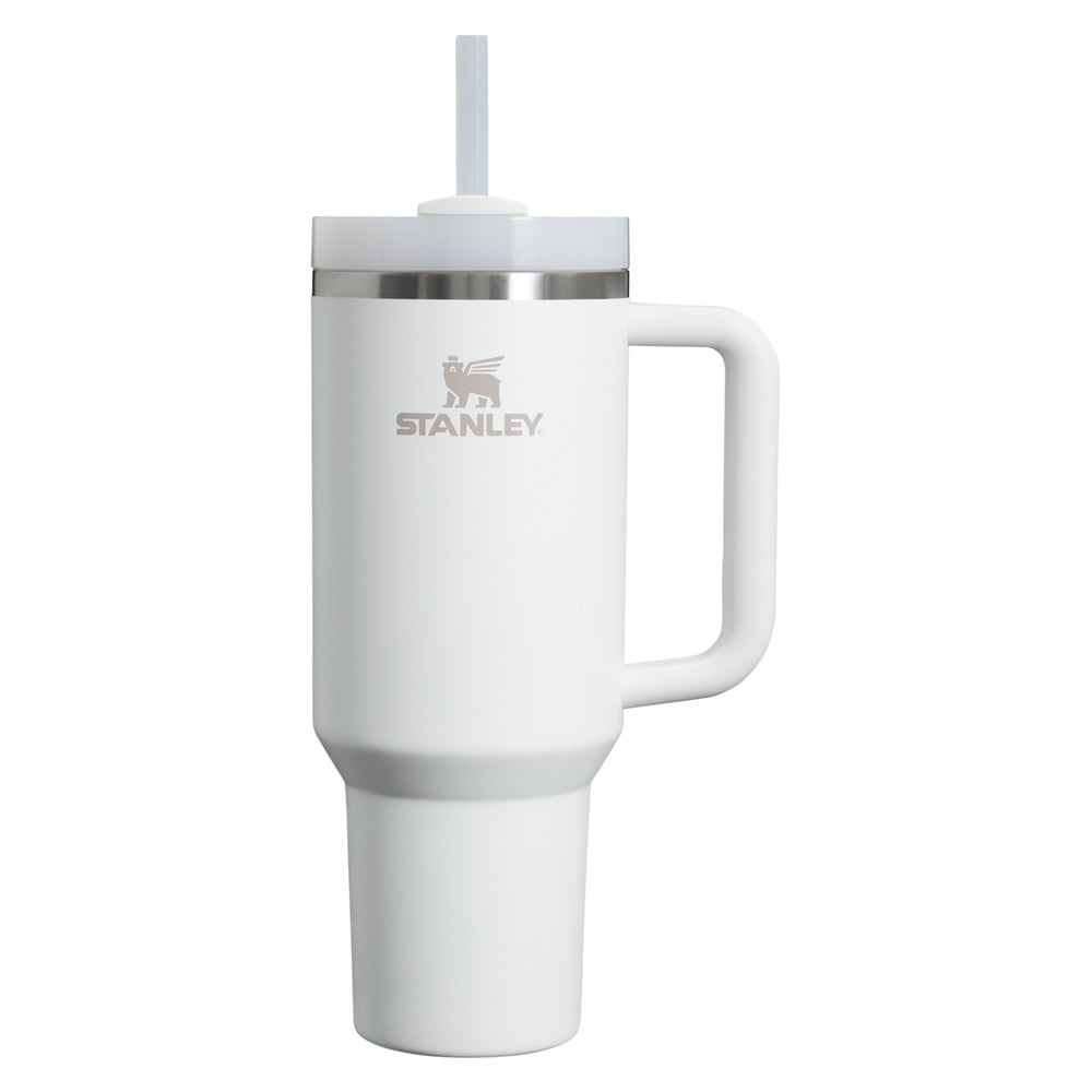 Biela termoska so slamkou z nehrdzavejúcej ocele 1