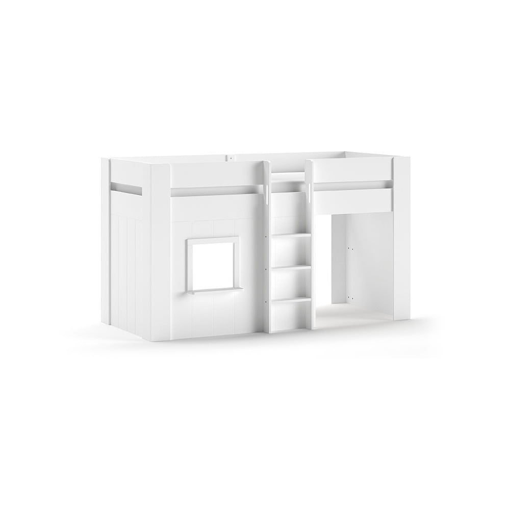 Biela vyvýšená detská posteľ z borovicového dreva 90x200 cm RENO – Vipack