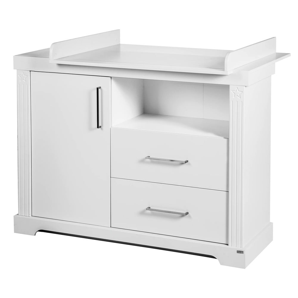 Biela nízka detská komoda s prebaľovacím pultom 120x98 cm Maxi – Roba