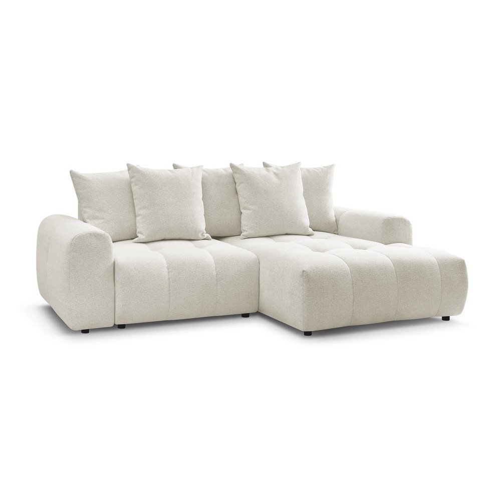 Biela ženilková rozkladacia/s úložným priestorom rohová pohovka (pravý roh/s leňoškou) Roxelane – Bobochic Paris