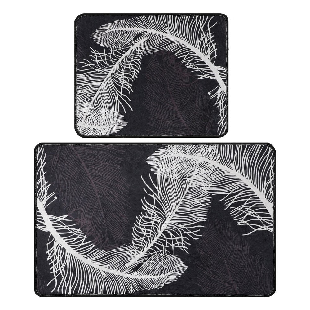 Antracitové kúpeľňové predložky v súprave 2 ks 60x100 cm Alisan – Foutastic