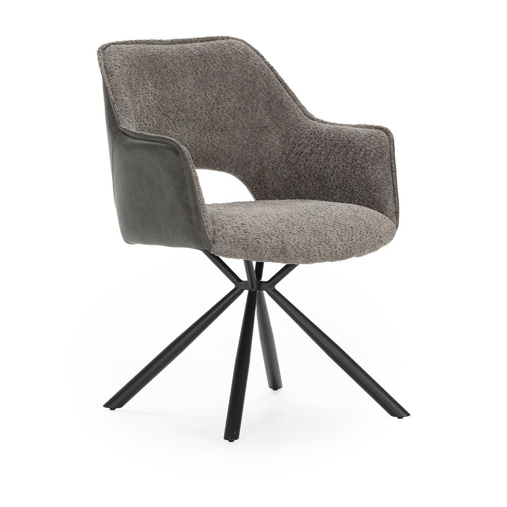 Sivé čalúnené jedálenské kreslá v súprave s podrúčkami 2 ks Mariel – Marckeric