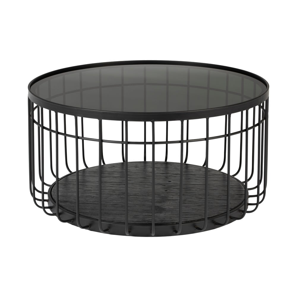 Čierny odkladací stolík so sklenenou doskou White Label Lance