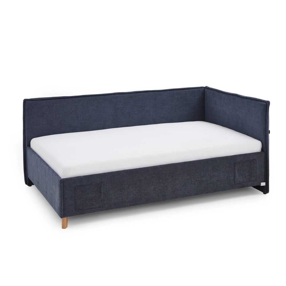 Tmavomodrá čalúnená rohová detská posteľ bez roštu 120x200 cm Fun – Meise Möbel