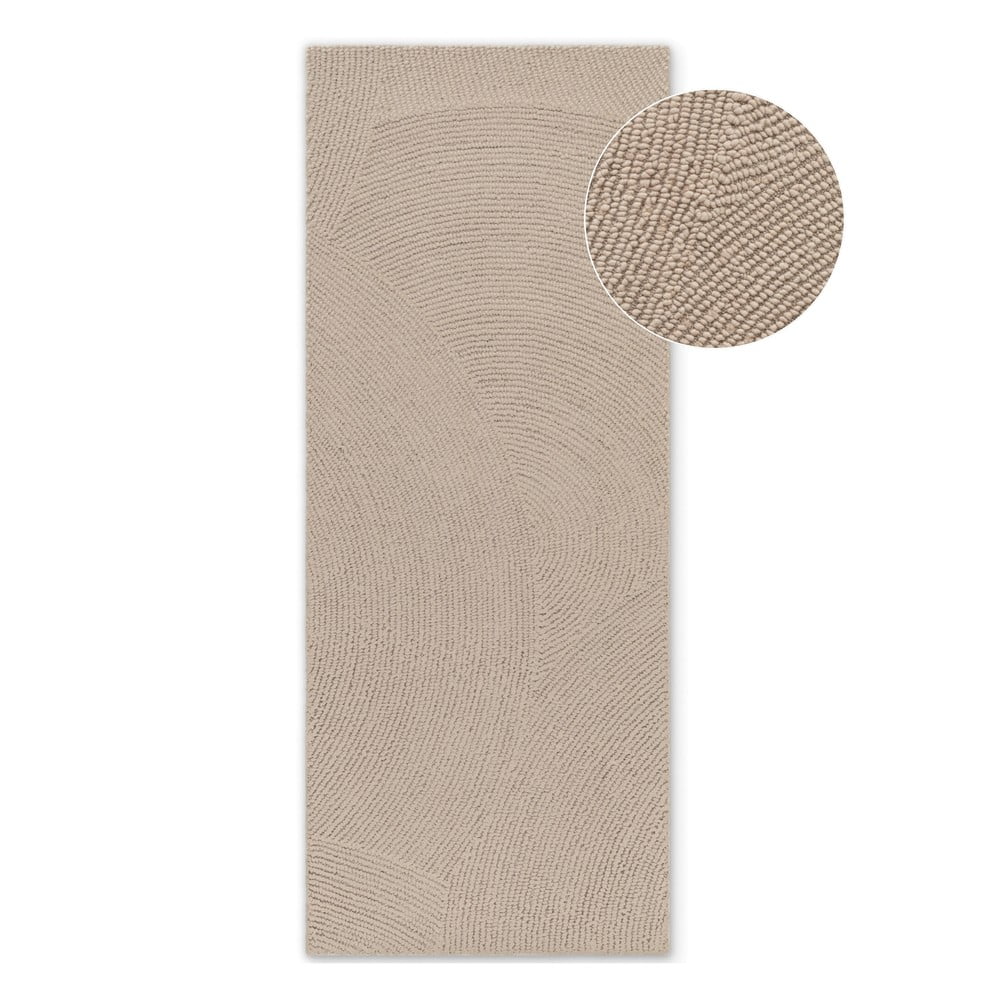 Béžový ručne tkaný vlnený behúň 80x300 cm Eleni Light Beige – Hanse Home