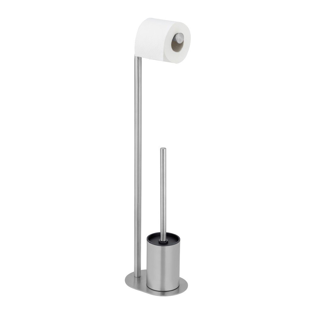 Stojan na toaletný papier s kefou z nehrdzavejúcej ocele v matne striebornej farbe Levante – Wenko
