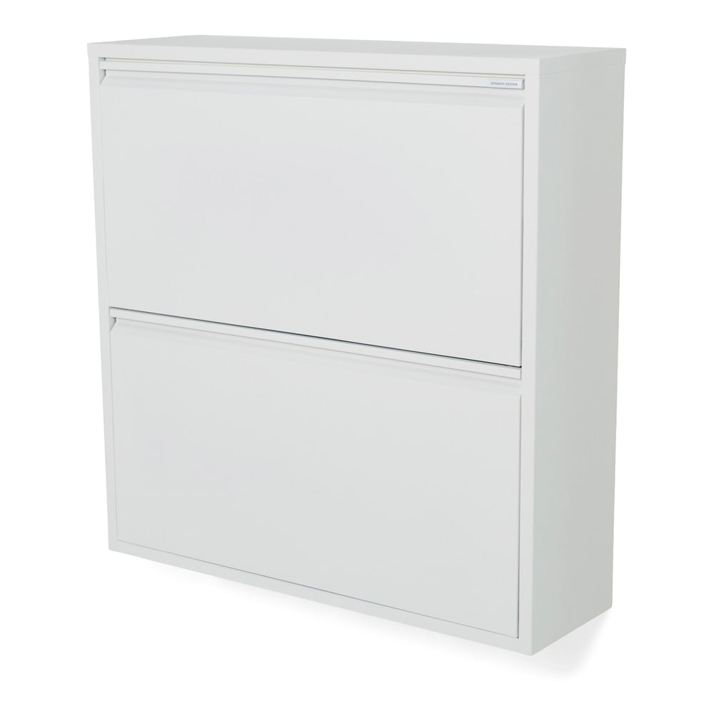 Biela kovová výklopná skrinka na topánky 75x77