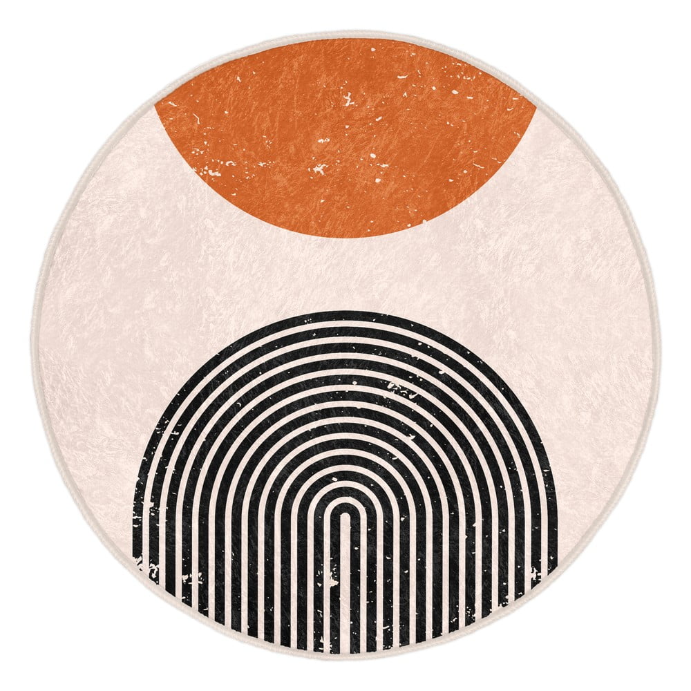 Oranžovo-krémový prateľný okrúhly koberec vhodný pre robotické vysávače ø 120 cm Comfort – Mila Home