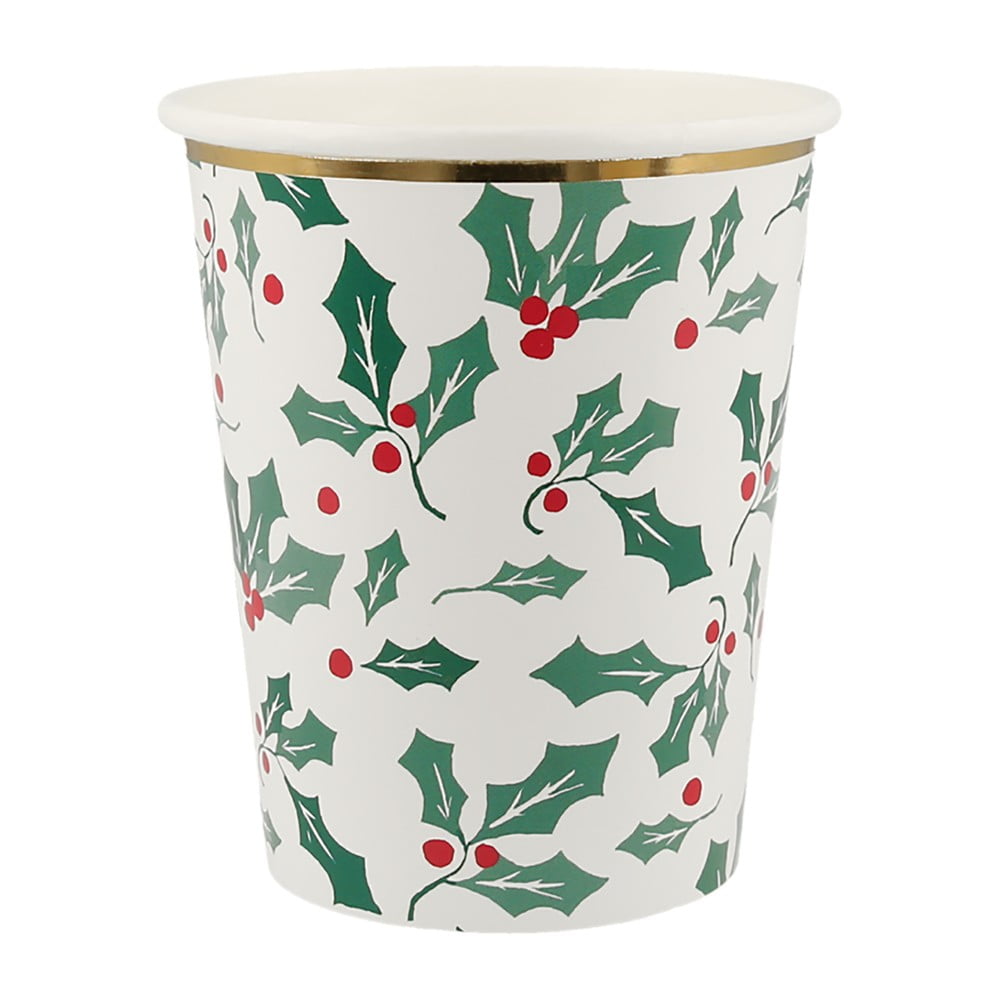 Papierové jednorazové tégliky v súprave 8 ks Holly Pattern – Meri Meri