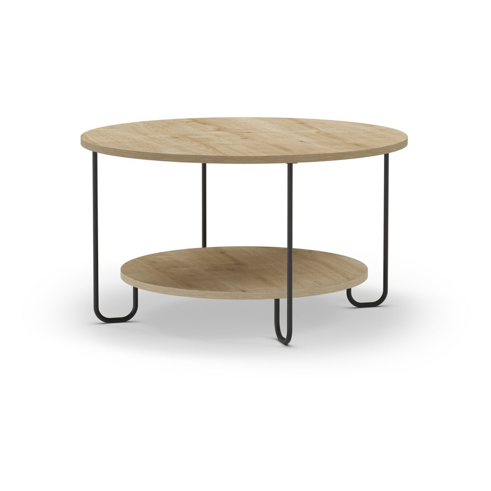 Okrúhly konferenčný stolík s doskou v dubovom dekore v prírodnej farbe ø 80 cm Tonka – Marckeric