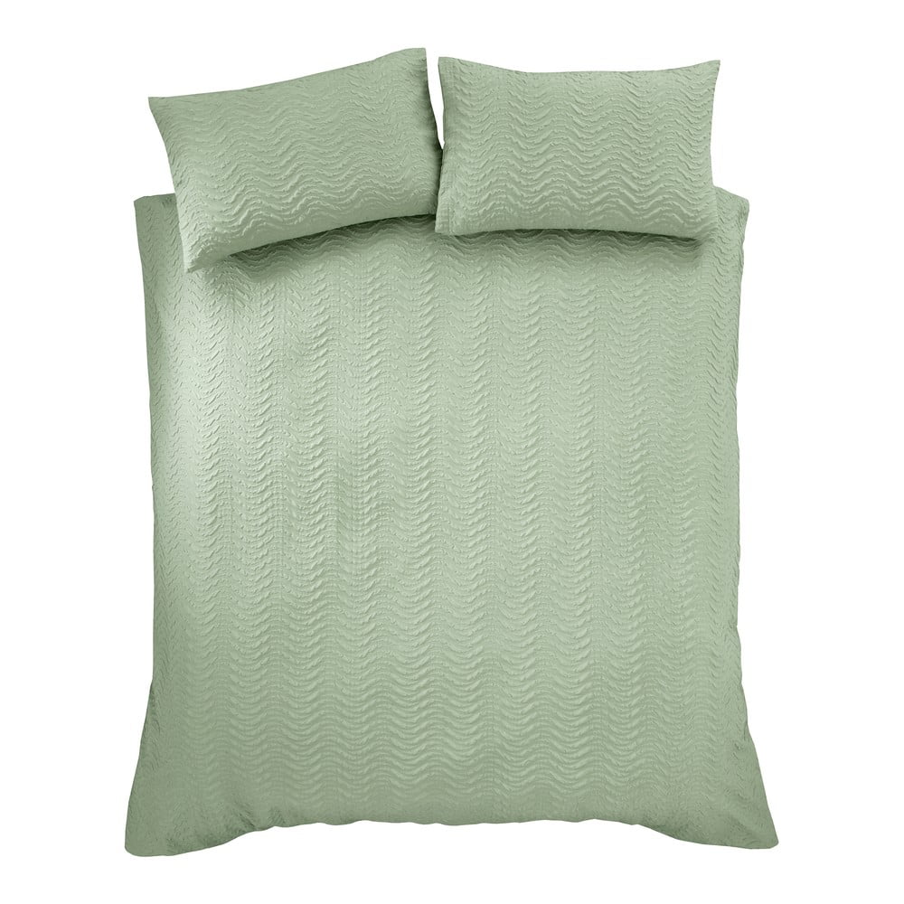 Zelené krepové obliečky na dvojlôžko/predĺžené 230x220 cm Heatset Wave – Catherine Lansfield
