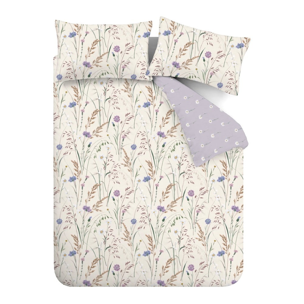 Obliečky na jednolôžko v levanduľovej a béžovej farbe 135x200 cm Grasmere – Catherine Lansfield