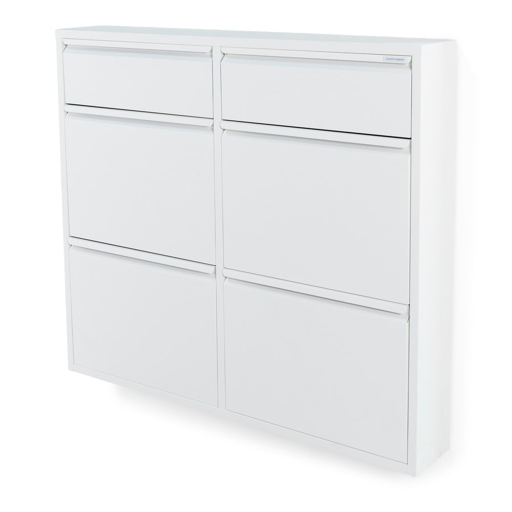 Biela kovová výklopná skrinka na topánky 98x86x15 cm Billy – Spinder Design