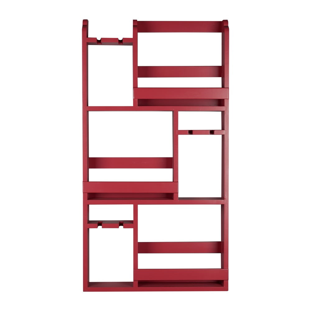 Červený nástenný regál na víno z kaučukového dreva počet fliaš 12 80x120x10 cm Myron – Dutchbone