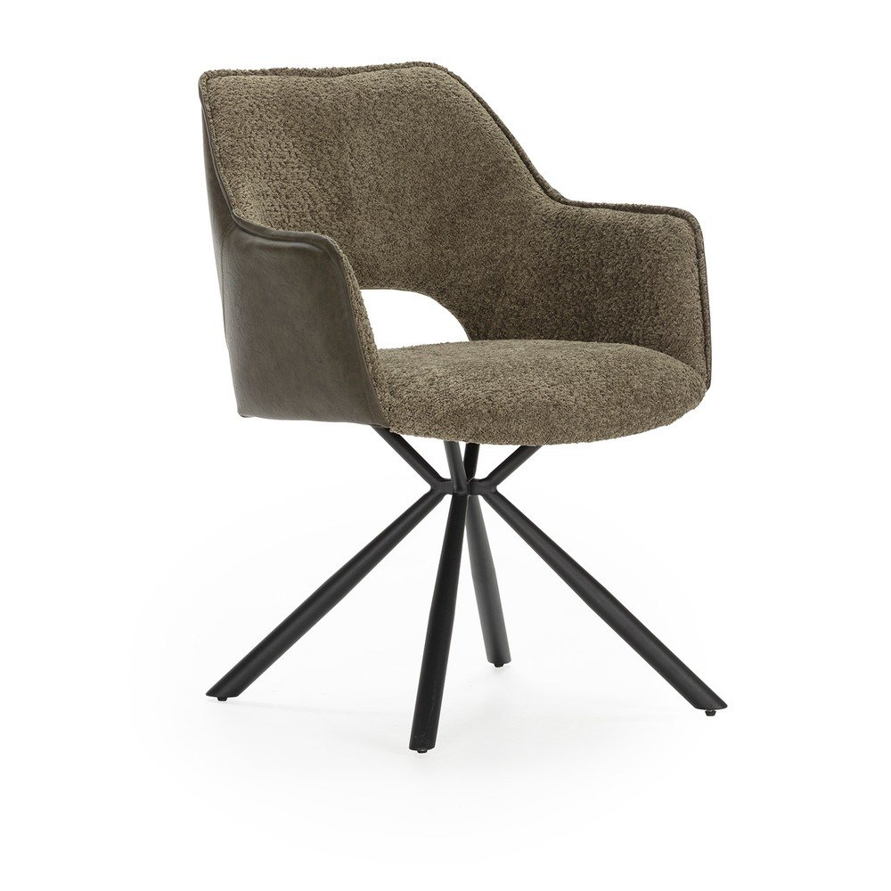 Zelené čalúnené jedálenské kreslá v súprave s podrúčkami 2 ks Mariel – Marckeric