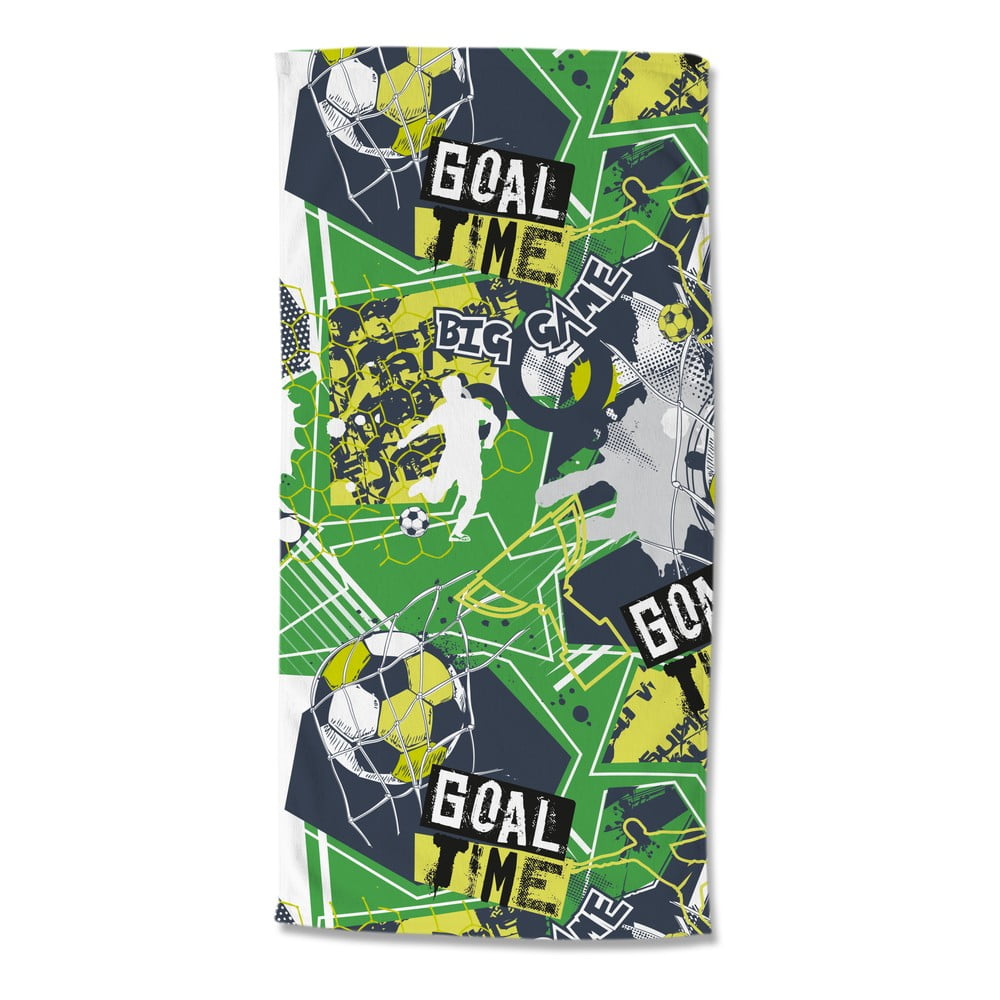 Zelená detská zamatová plážová osuška 75x150 cm Goaltime – Good Morning