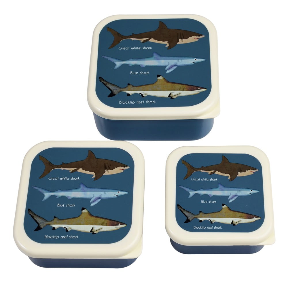 Tmavomodré detský desiatový box 3 ks Sharks – Rex London