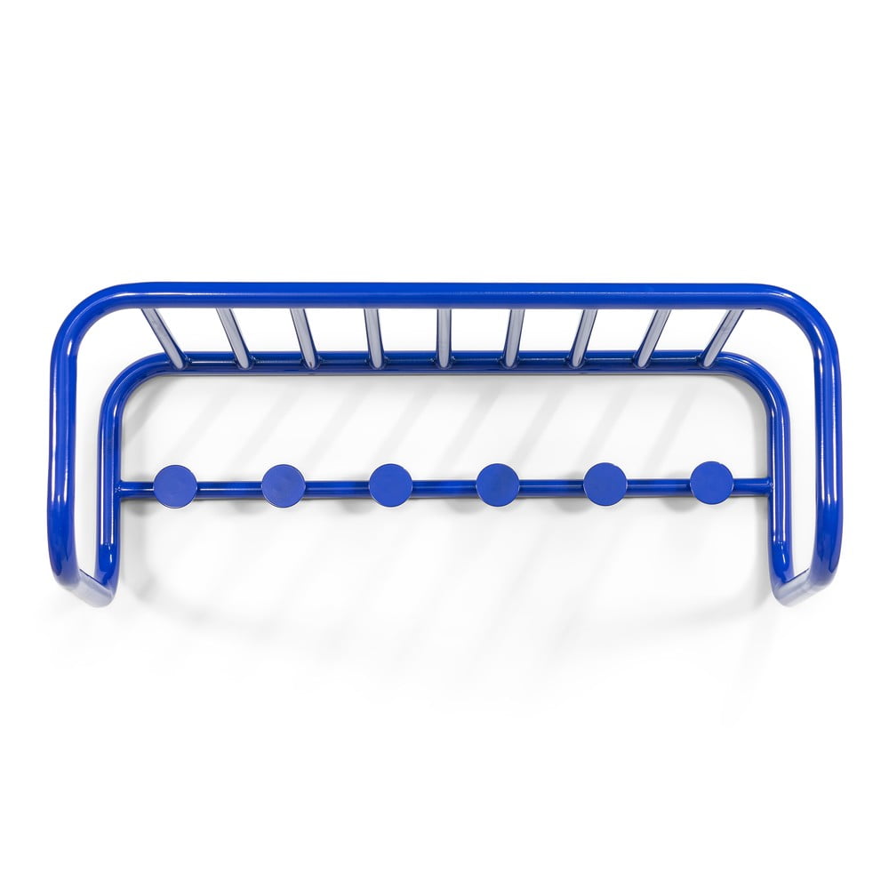 Modrý kovový nástenný vešiak s poličkou 72 cm Retro – Spinder Design