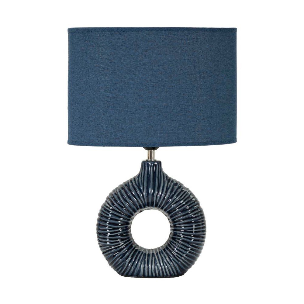 Modrá keramická stolová lampa s textilným tienidlom (výška  43 cm) Seta – Mauro Ferretti