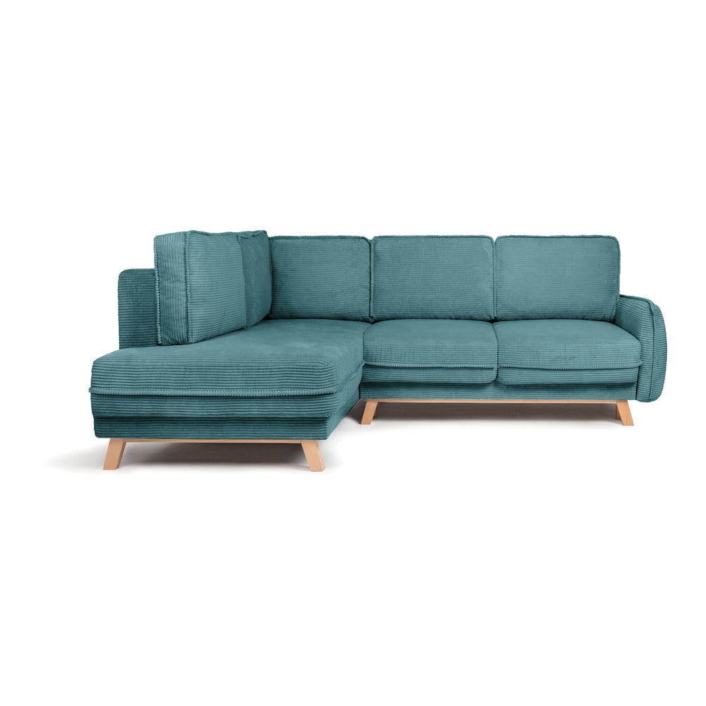 Tyrkysovomodrá menčestrová rozkladacia rohová pohovka (ľavý roh) Tori – Bonami Selection