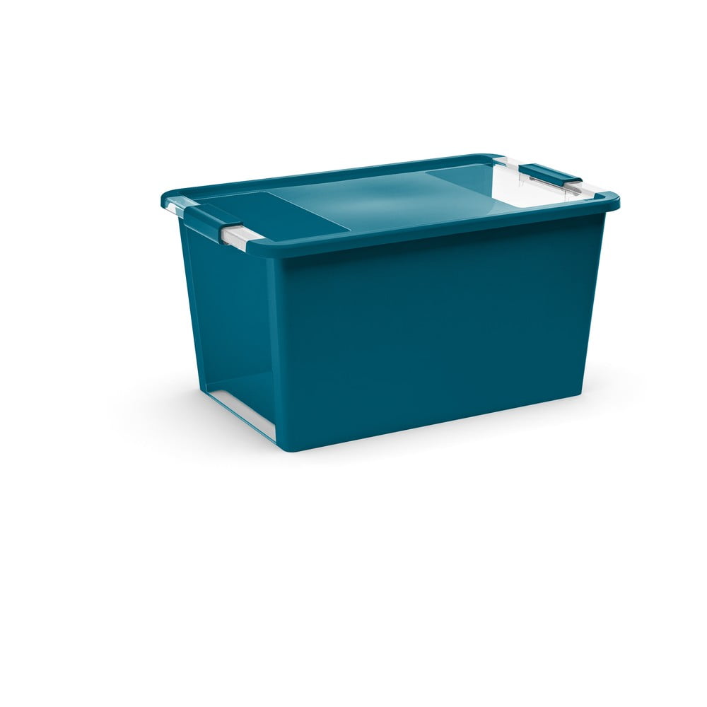 Plastový úložný box s vekom v petrolejovej farbe 55x35x28 cm Bi-Box – KIS