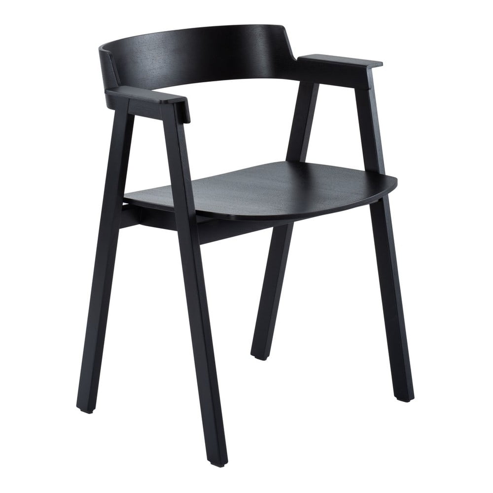 Čierna jedálenská stolička s podrúčkami z dubového dreva Flip – Gazzda